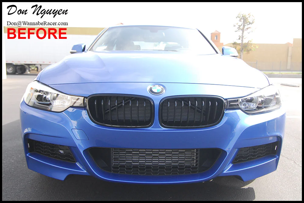 Bmw F30 335i Sedan Gloss Black Front Bumper Splitters Car Wrap Wannaberacer Wraps