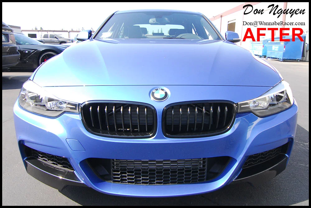Bmw F30 335i Sedan Gloss Black Front Bumper Splitters Car Wrap Wannaberacer Wraps