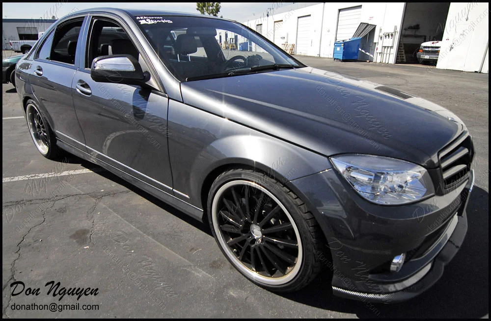 Mercedes Benz C300 Sedan Matte Black Window Trim Vinyl Car Wrap — WANNABERACER WRAPS
