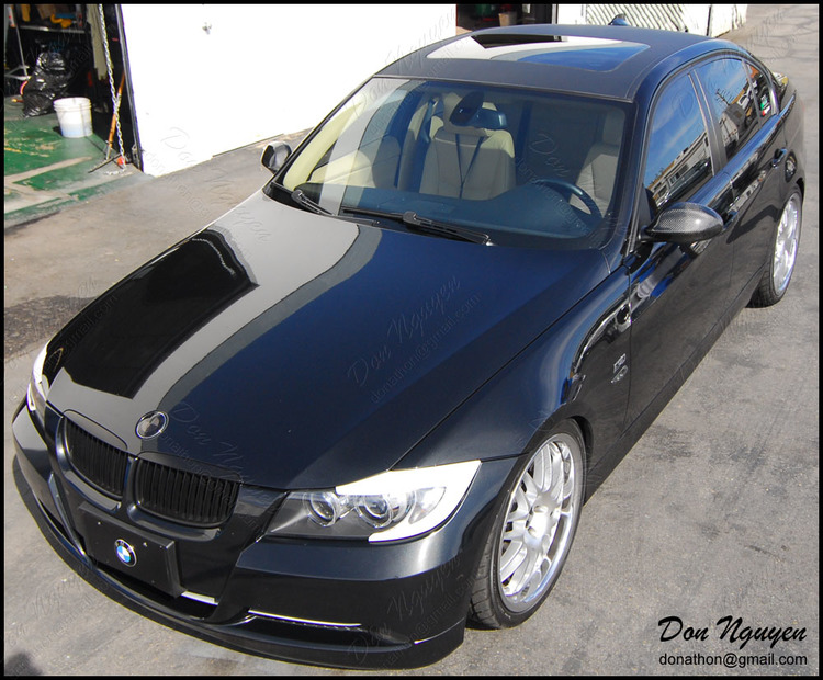  BMW 335i E90 Sedan - Rotulación de vinilo para techo de fibra de carbono mate — WANNABERACER WRAPS