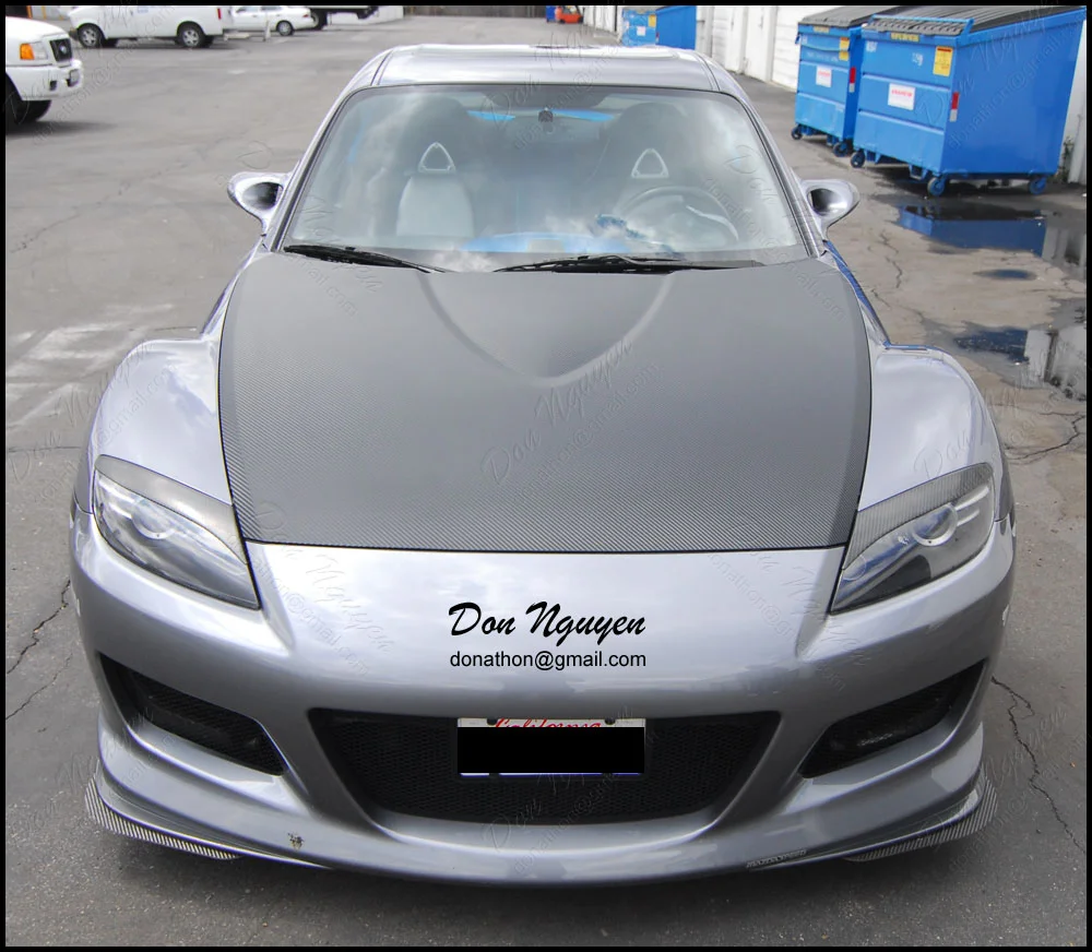 Mazda RX8 Coupe Matte Carbon Fiber Hood Vinyl Car Wrap — WANNABERACER