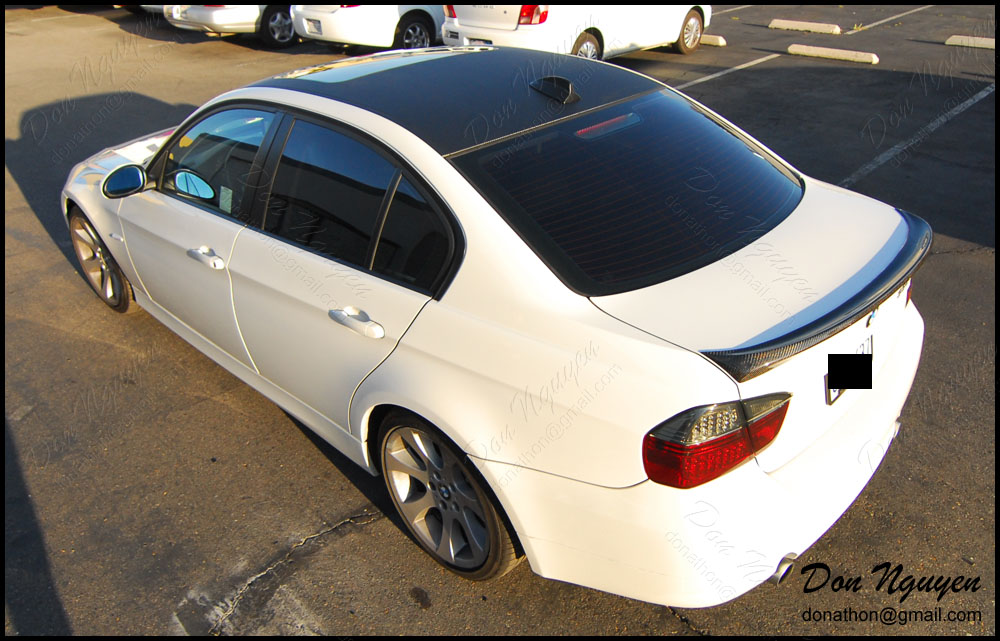  BMW 335i E90 Sedan - Rotulación de vinilo para techo de fibra de carbono mate — WANNABERACER WRAPS
