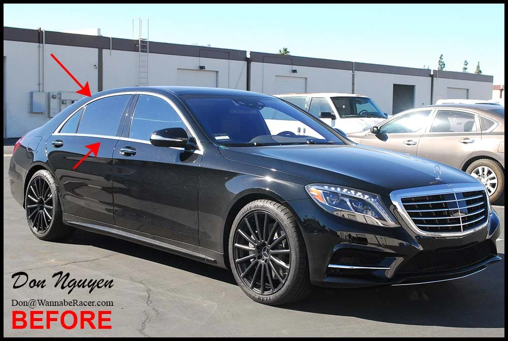 Mercedes Benz S550 Gloss Black Window Trim Vinyl Car Wrap
