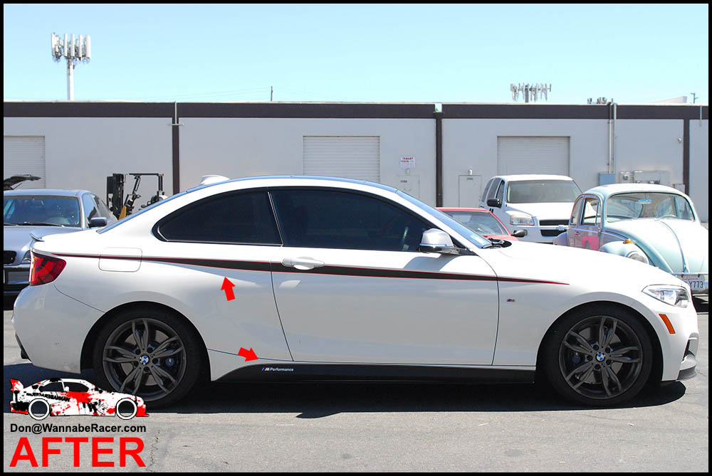 BMW F22 M235i Coupe - Gloss Black Vinyl Roof & M Performance Side Accents  Car Wrap — WANNABERACER WRAPS