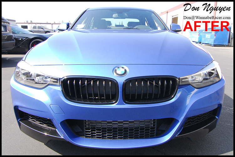 BMW F30 335i Sedan - Gloss Black Front Bumper "Splitters" Car Wrap