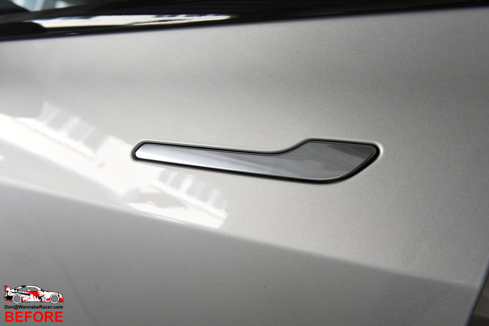 Tesla Model 3 Sedan Gloss Silver Door Handles Vinyl Car Wrap