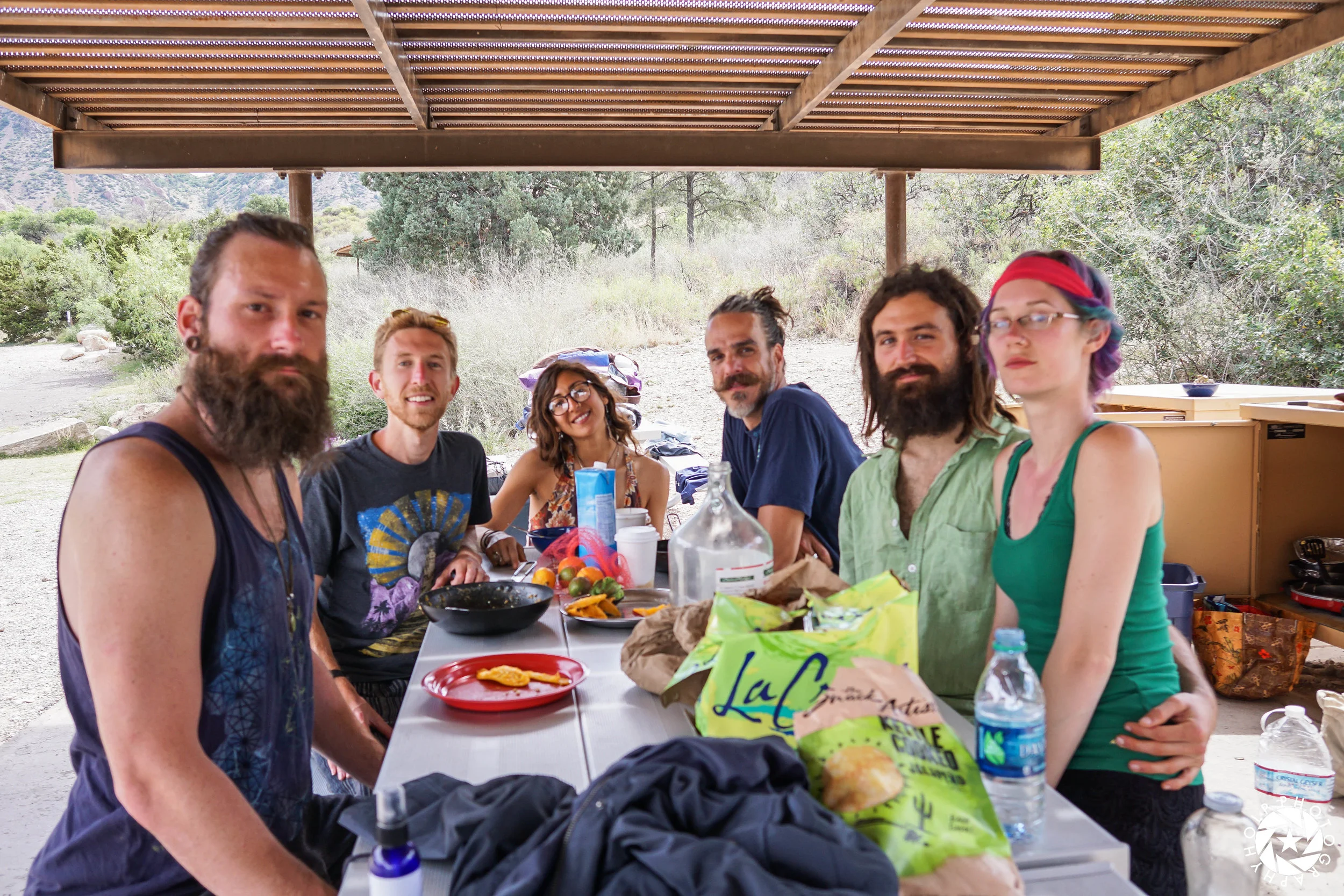 Chilling around the table at Chisos Basin Campground.