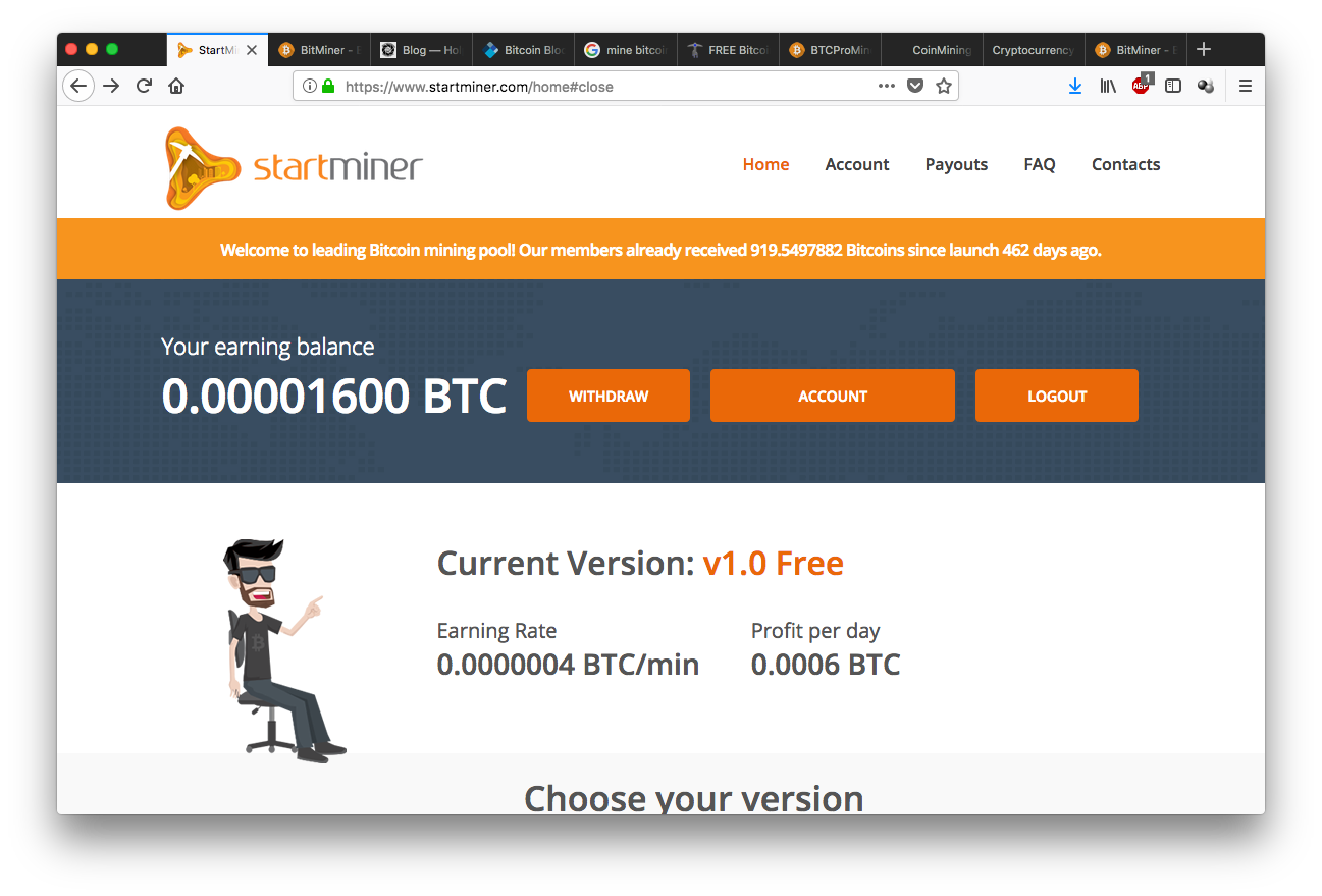 start bitcoin mining free