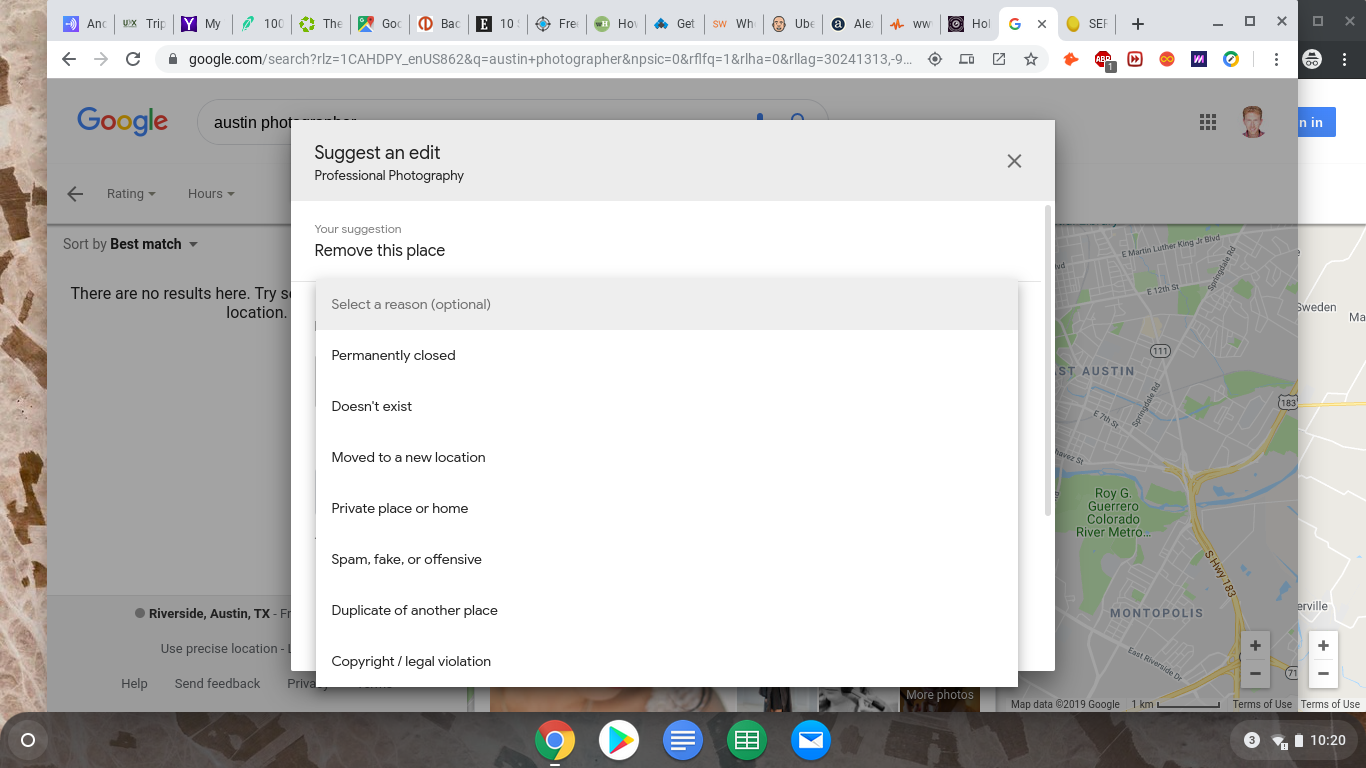“Suggest an Edit” to remove inaccurate listings and improve Google Maps in the process.