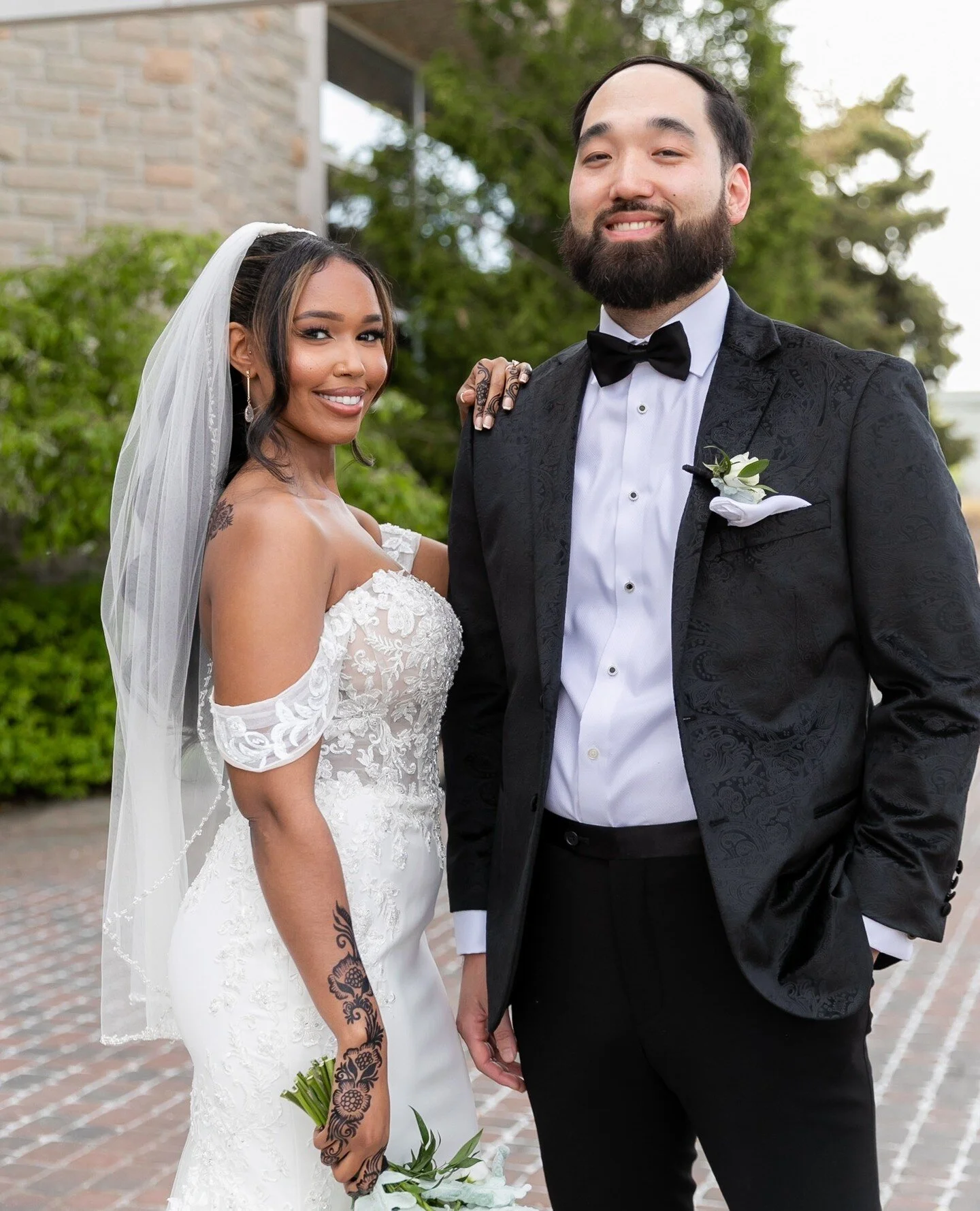Congratulations to this beautiful bride and dashing groom on tying the knot and beginning this incredible journey together. May your love grow stronger with each passing day, and may your hearts be filled with joy, laughter, and endless adventures. H