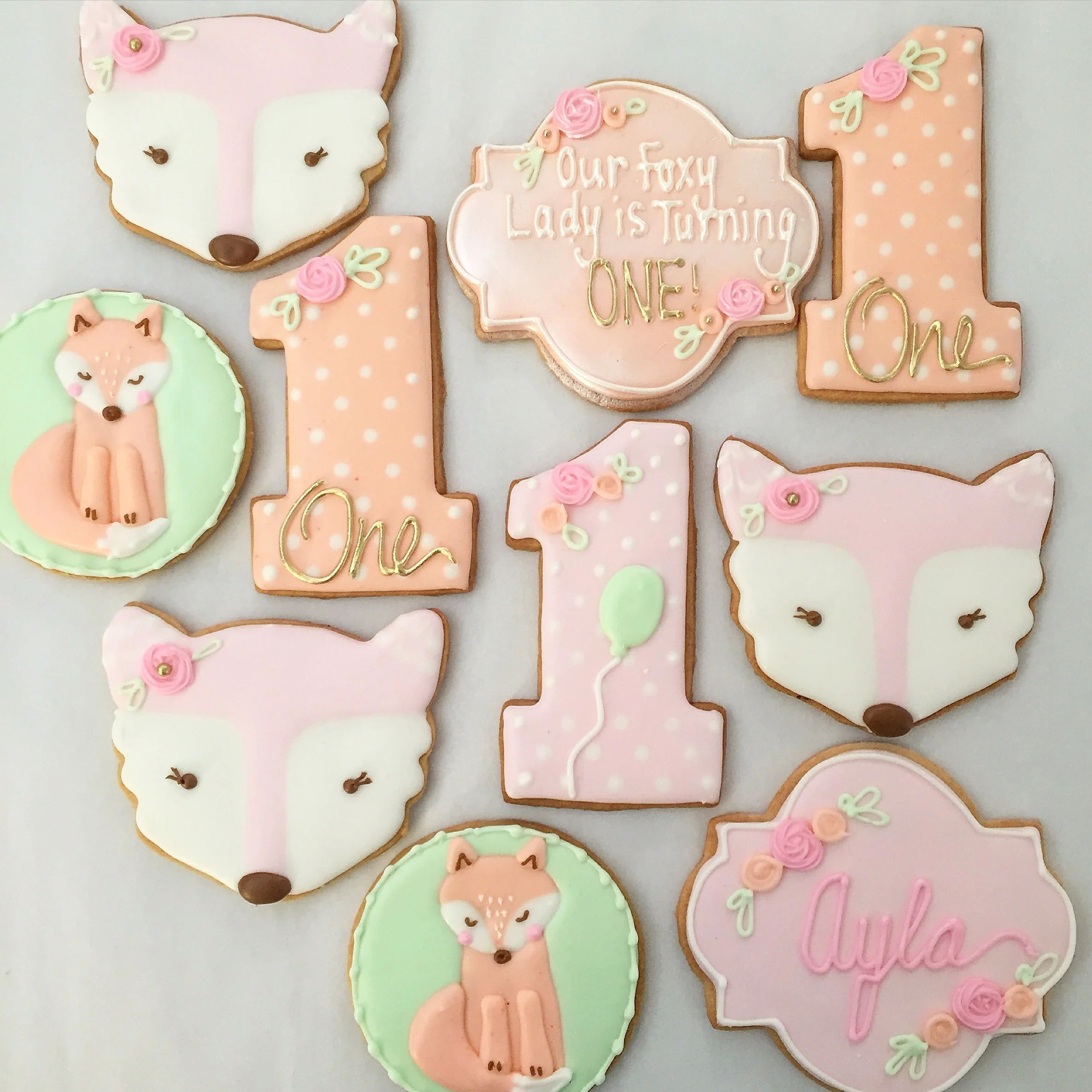 Foxy First Birthday Sugar Cookies