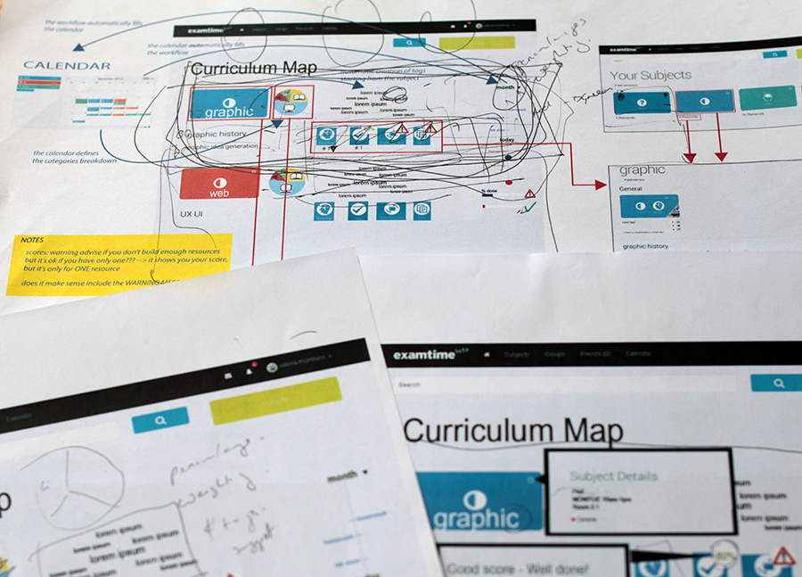Paper Prototype : The CEO and the PM used to test the prototypes and to scribble their comments on them.