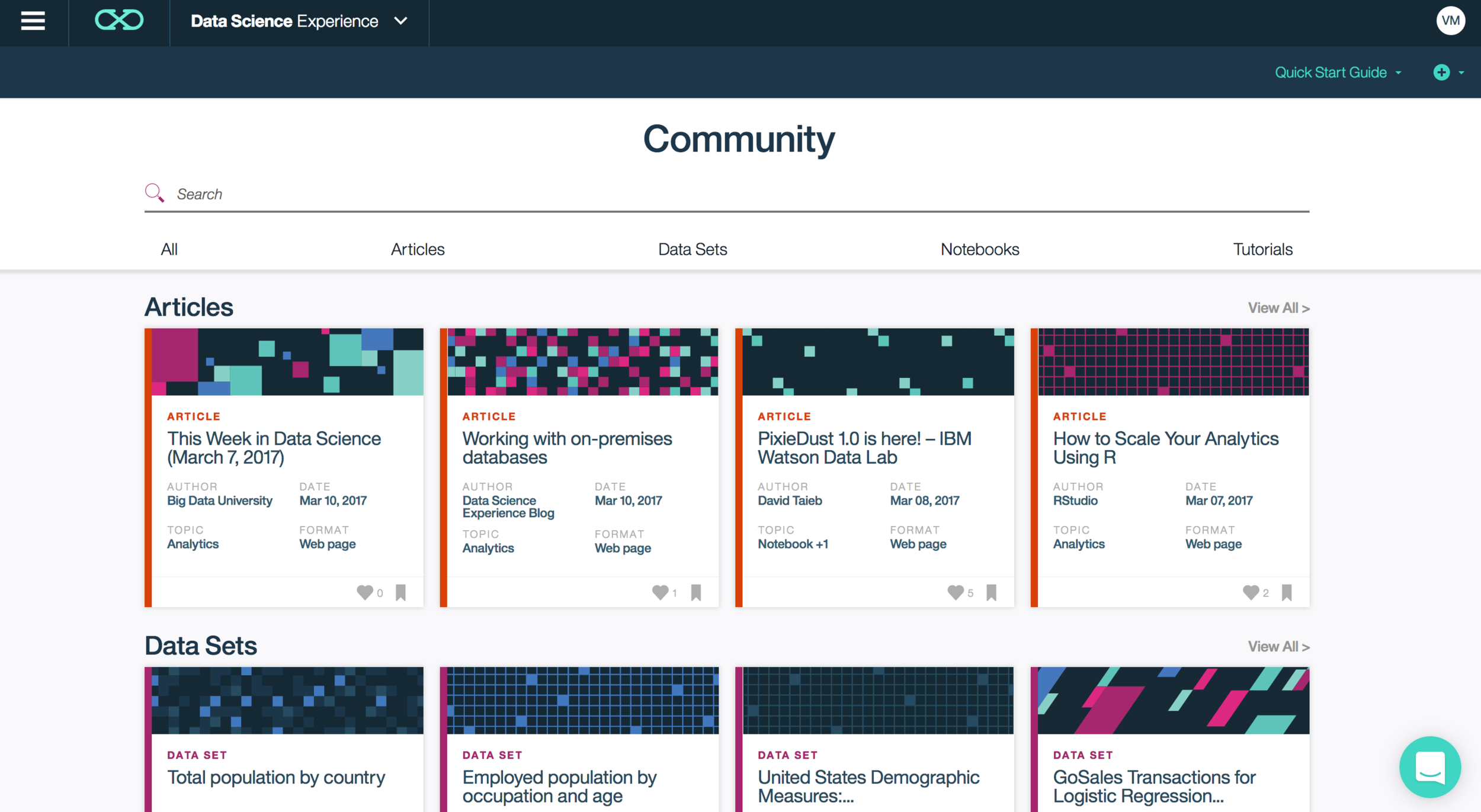 Community page, to learn and share your work with an active community