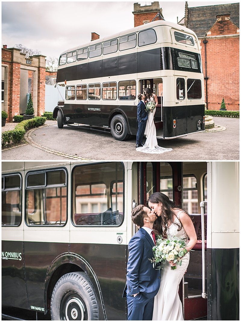 Bride &amp; Groom with vintage bus