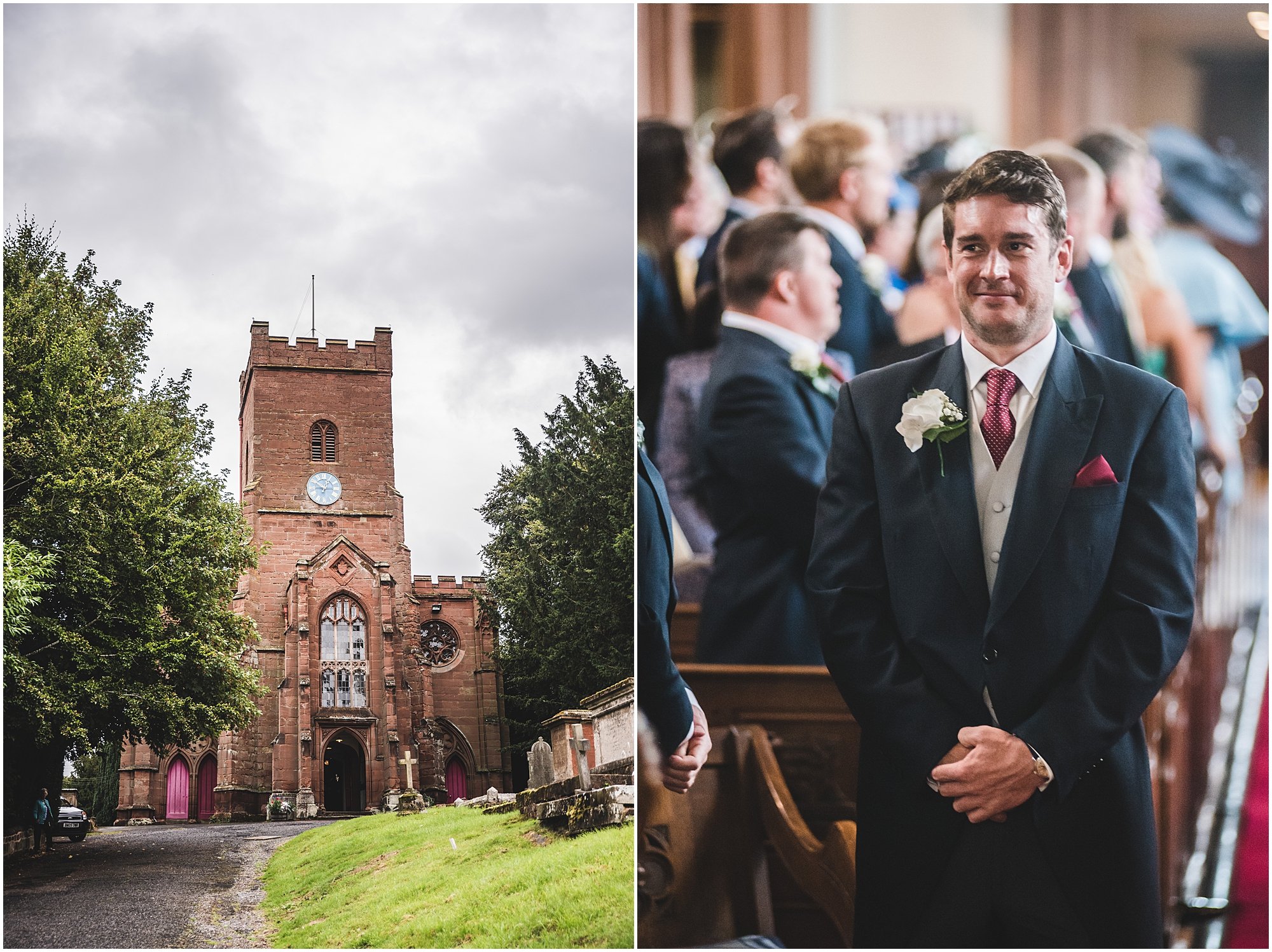 Groom waiting at church. 