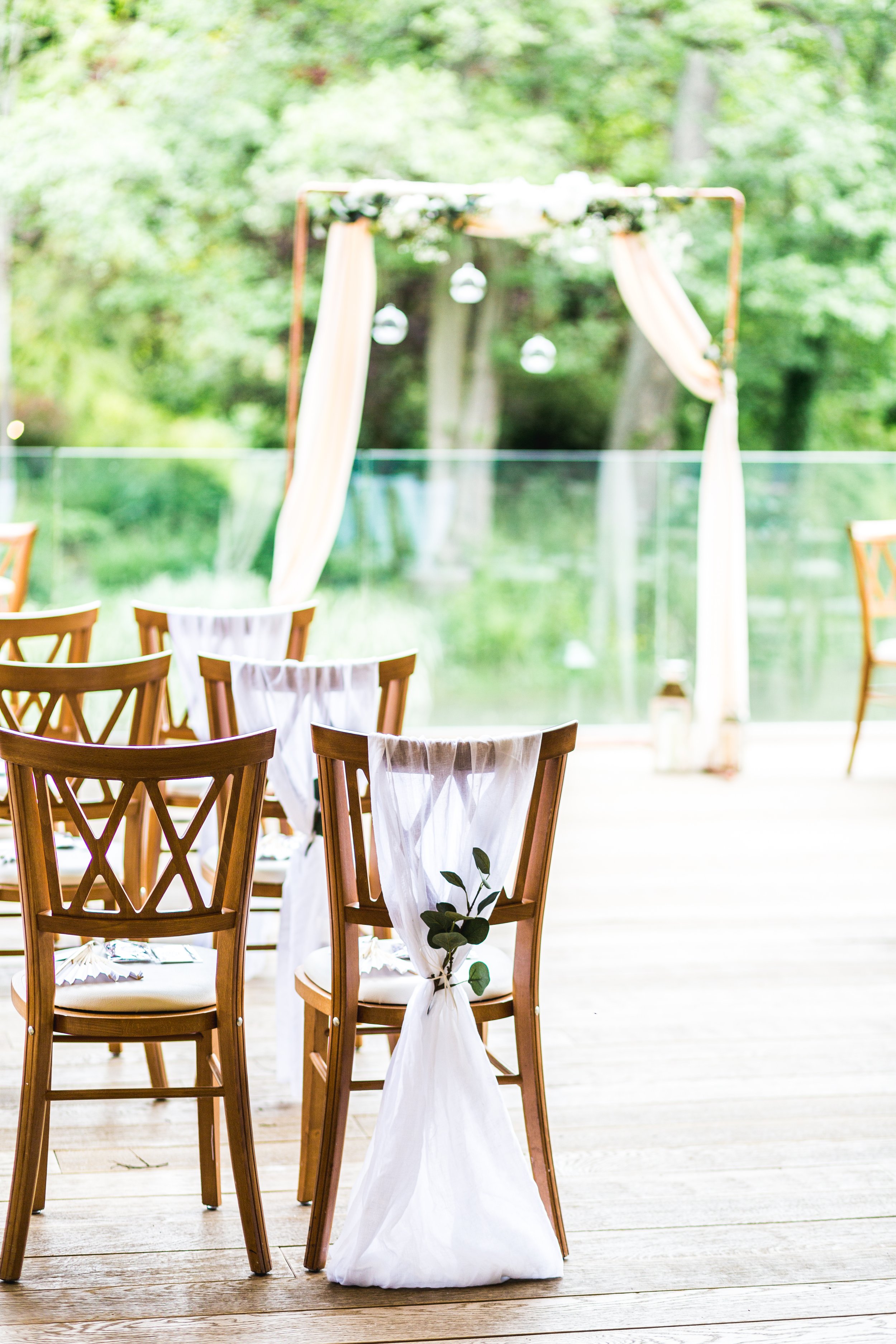 Outdoor wedding ceremony at the Mill Barns