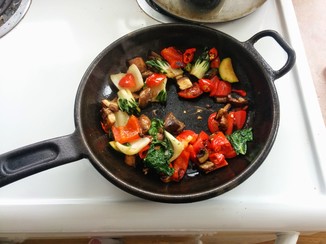 Saute your chopped veggies in a little oil