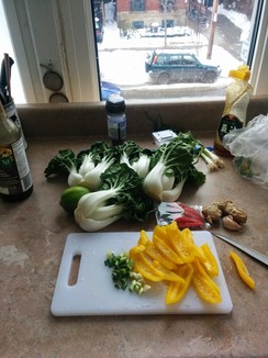 Chop your veggies while the steak sears.