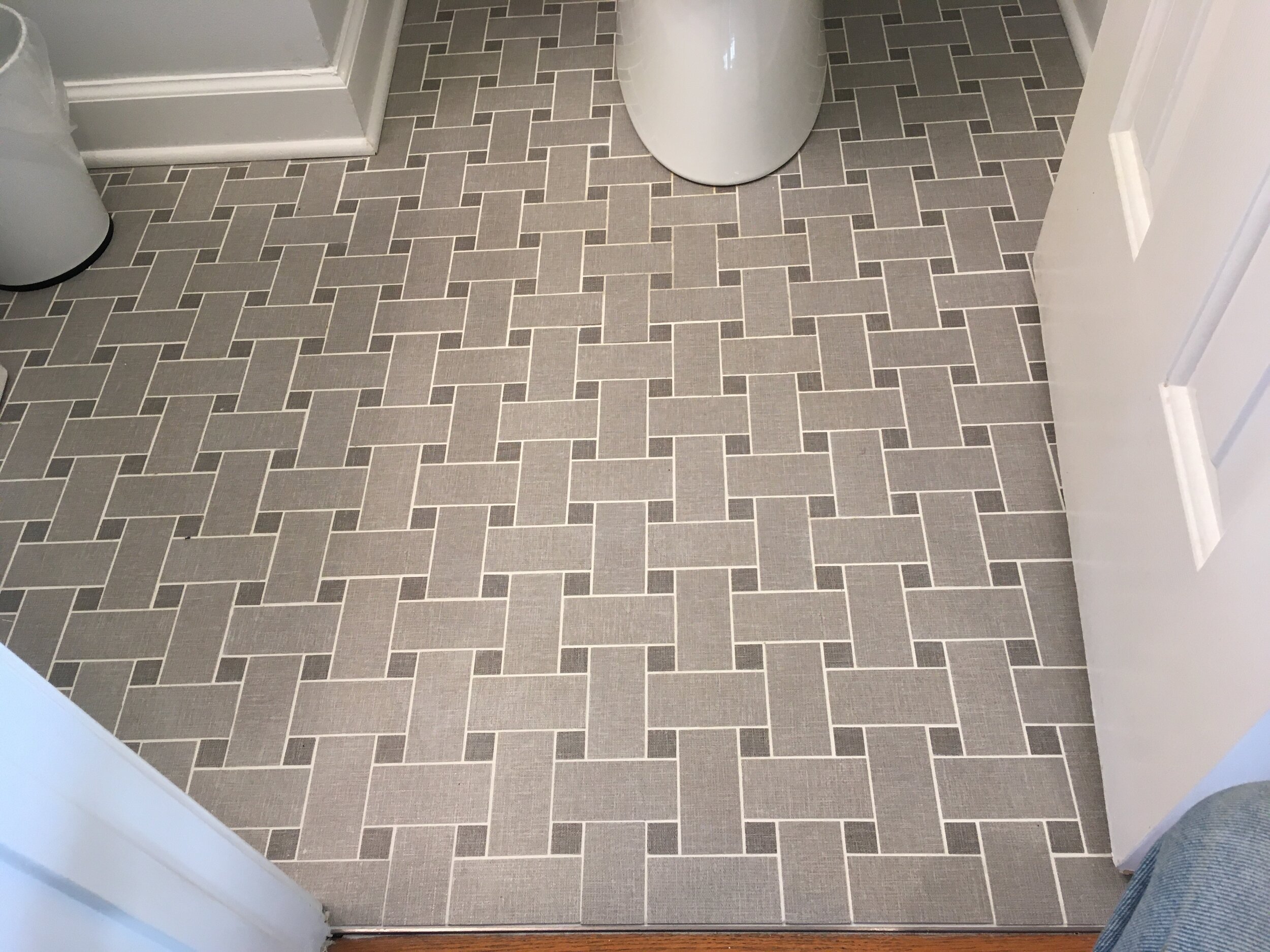  This is Euro Ceramic basket weaver tile installed with Mapie premixed grout. 