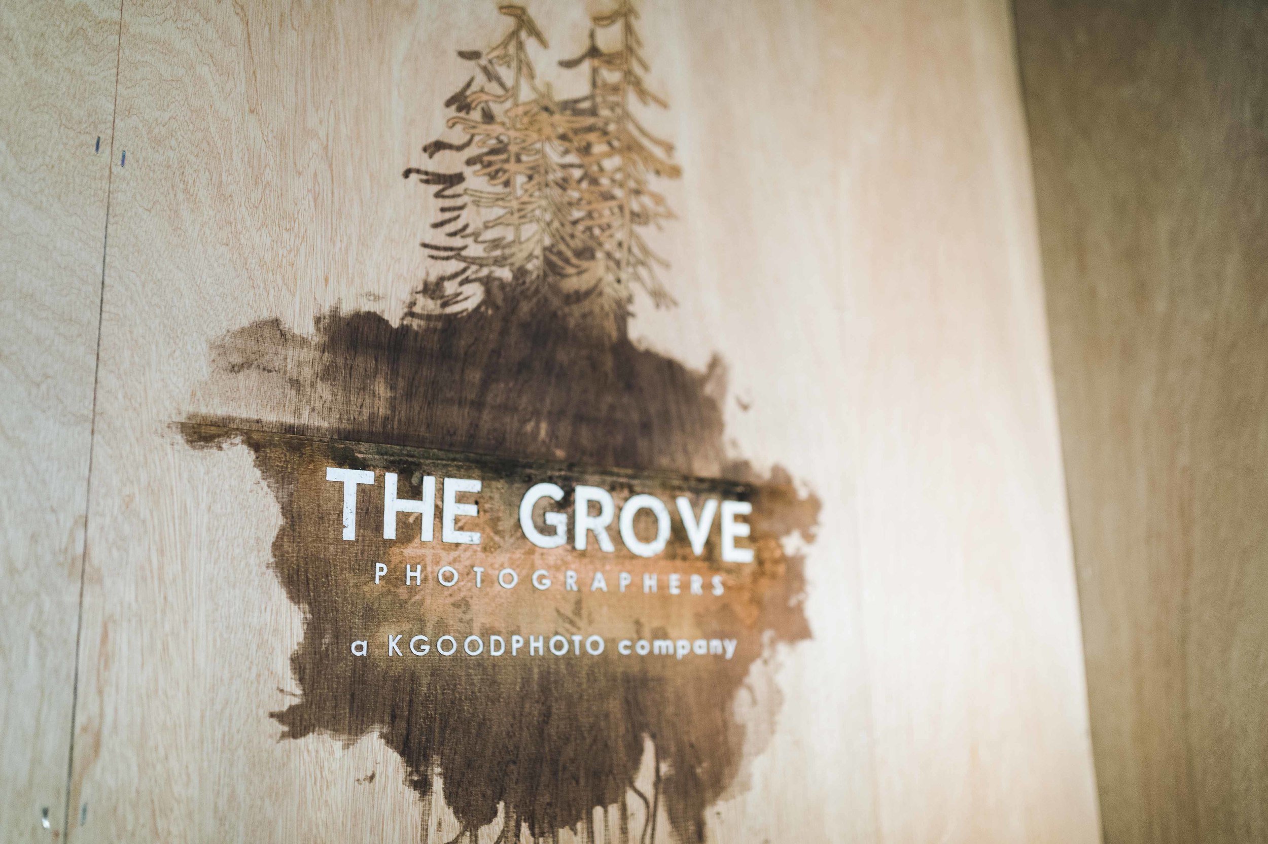 The corner signage for our client's sub-brand, The Grove, was laser cut on to mahogany doorskin and framed using dimensional lumber.