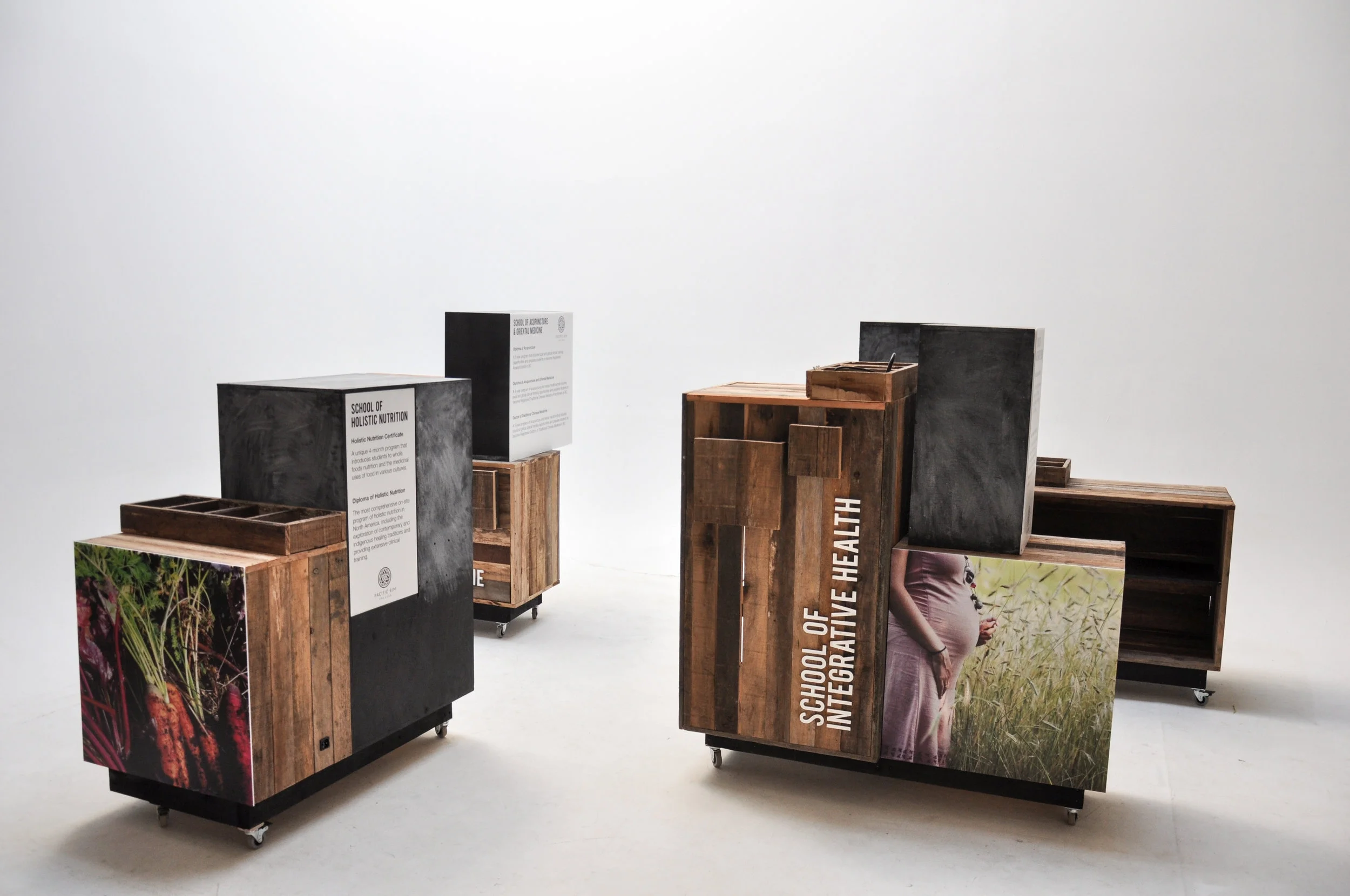 Studio Robazzo designed this custom modular outreach booth for Pacific Rim College . See the project in detail here .