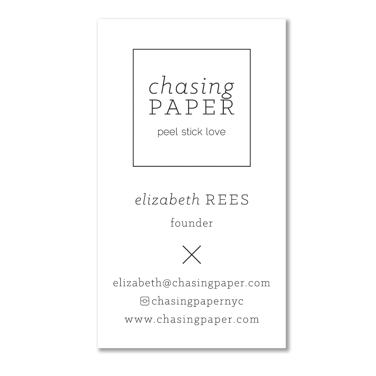  Business card for the founder of  Chasing Paper &nbsp; 