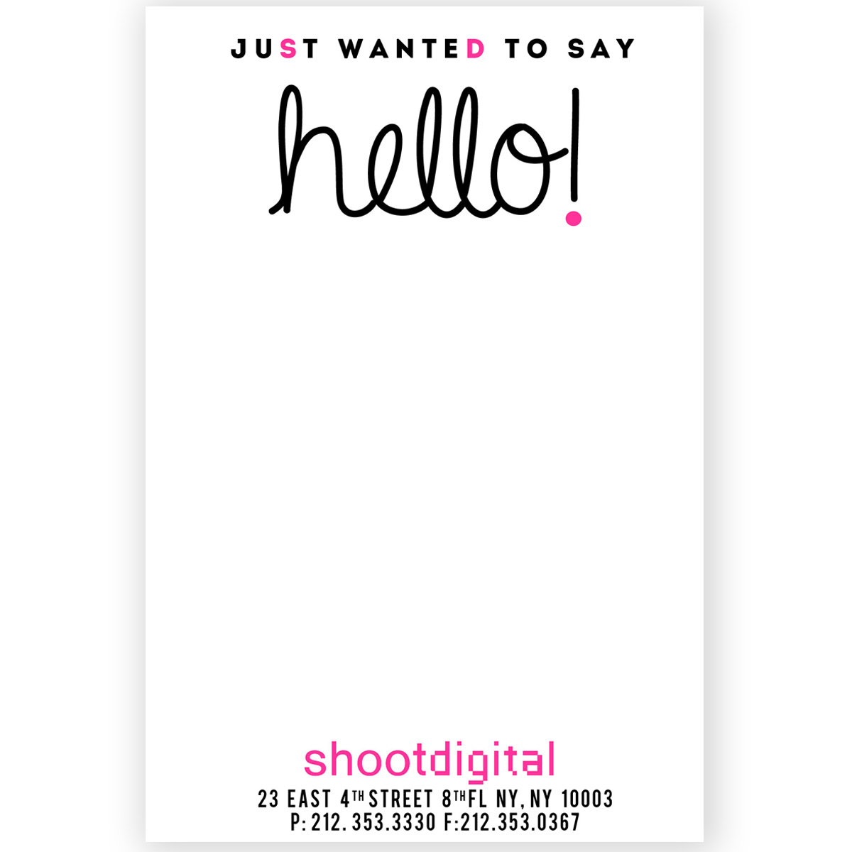  Client welcome card for shootdigital 