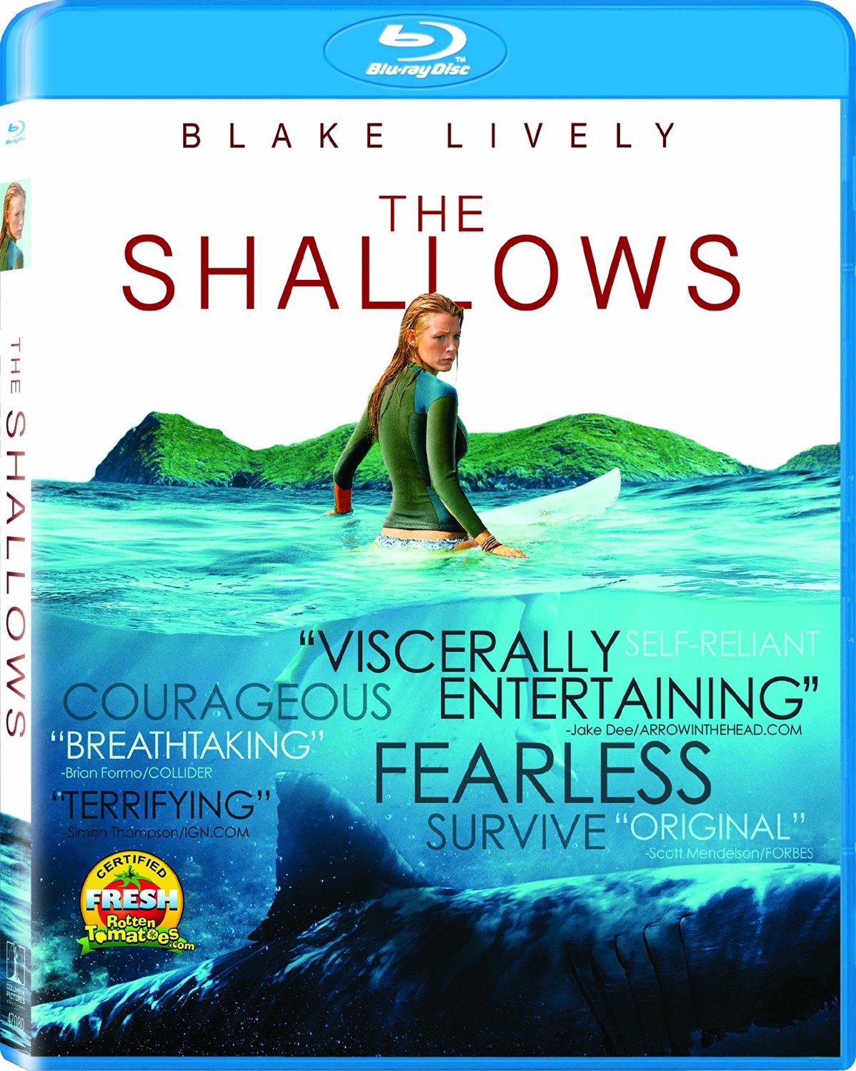 In THE SHALLOWS, Blake Lively is battling a shark and it ain't gorgeous, conniving models like the ones Dakota fanning has to face in NEON DEMON.. It's one, smart, big hungry shark. This is a film that took me by surprise. In an industry that have sharks in tornadoes and doing other stupid shit, THE SHALLOWS is a true horrifying observation at the possibility of death at sea. it's scary, and tension runs high once the action gets going. BUY . 