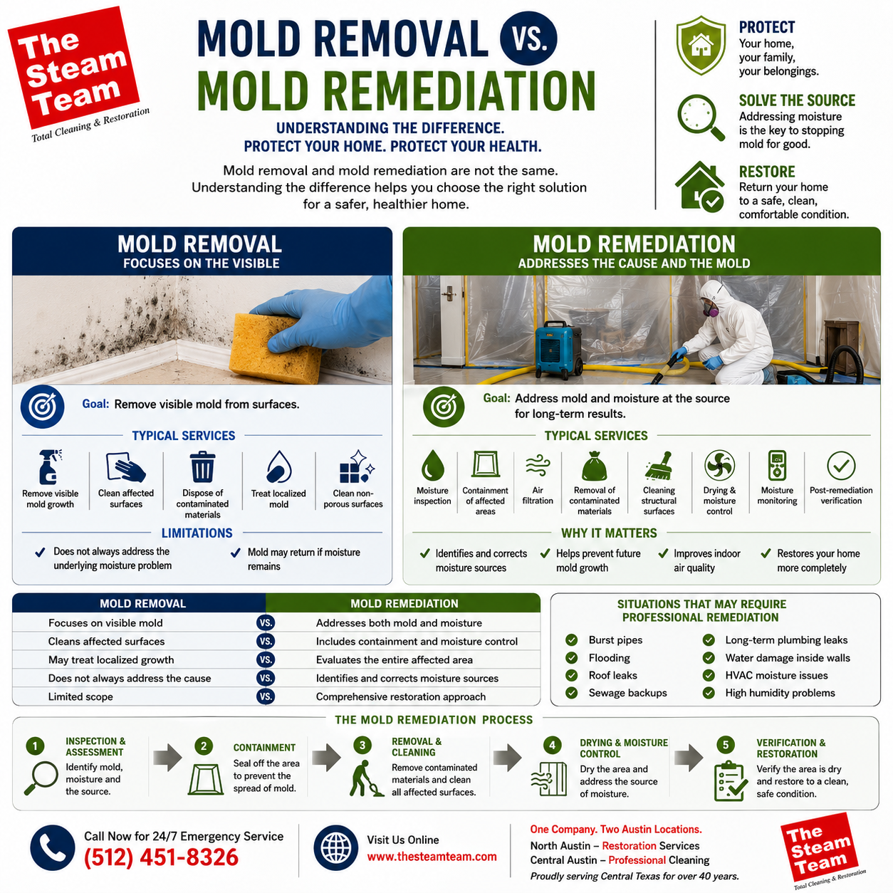 Mold Removal vs. Mold Remediation: What Homeowners Should Know