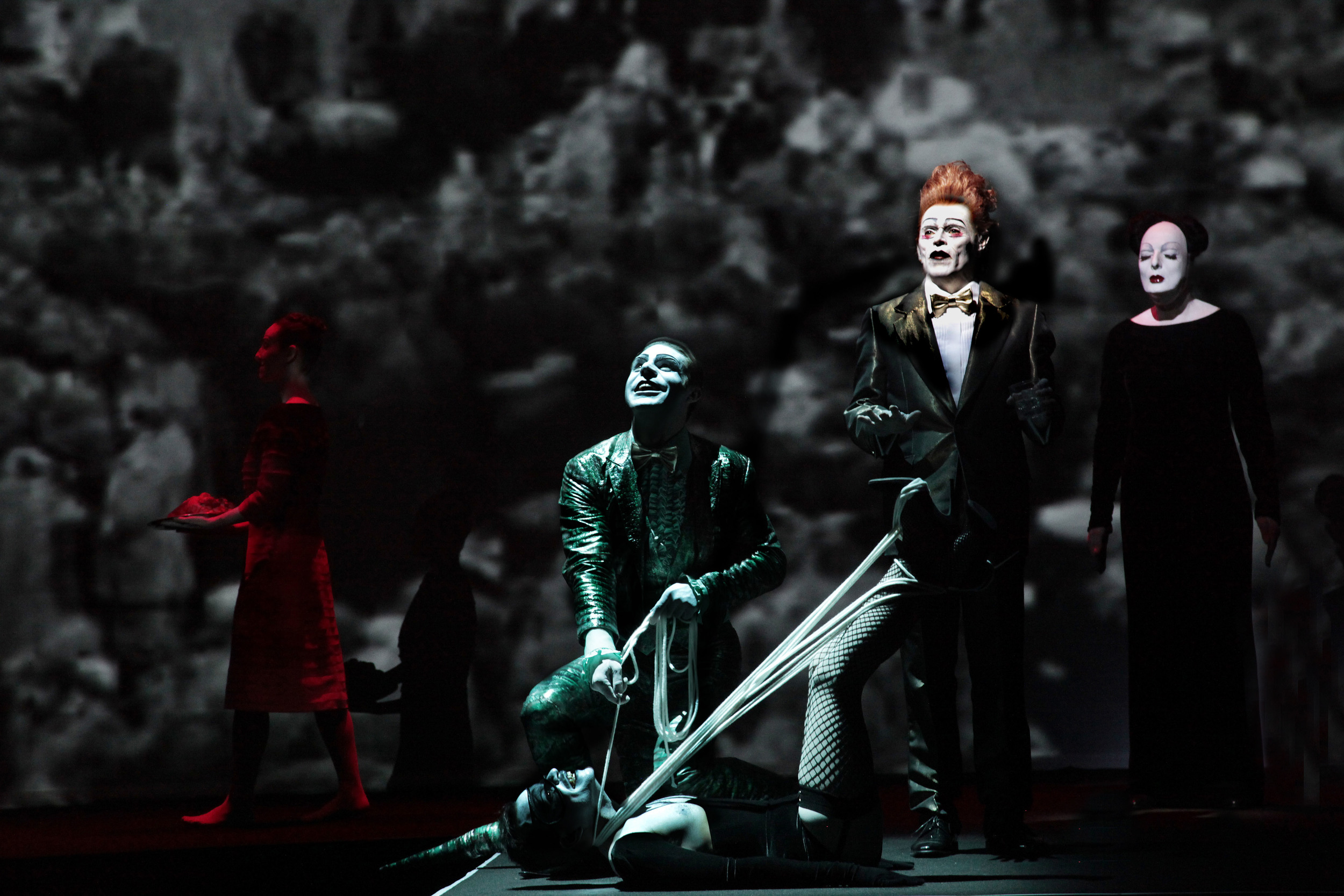 left to right , Elke Luyten, Carlos Soto, Andrew Gilchrist, Willem Dafoe, Marina Abramovic