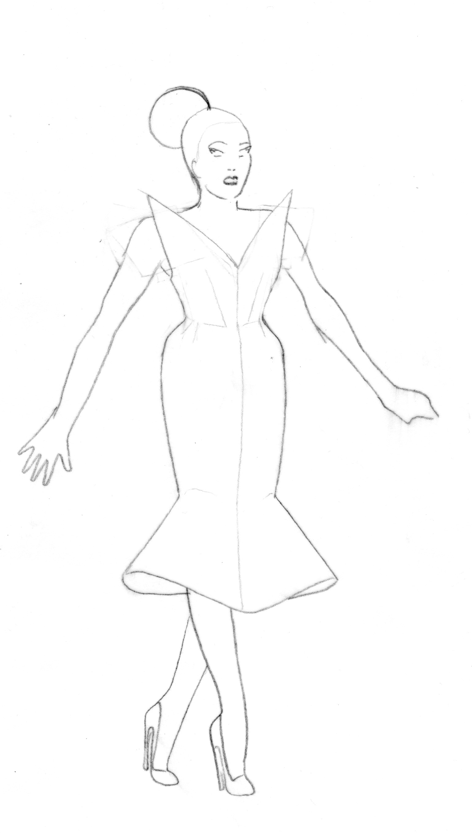 costume sketch for Carol Bezerra, December 2015