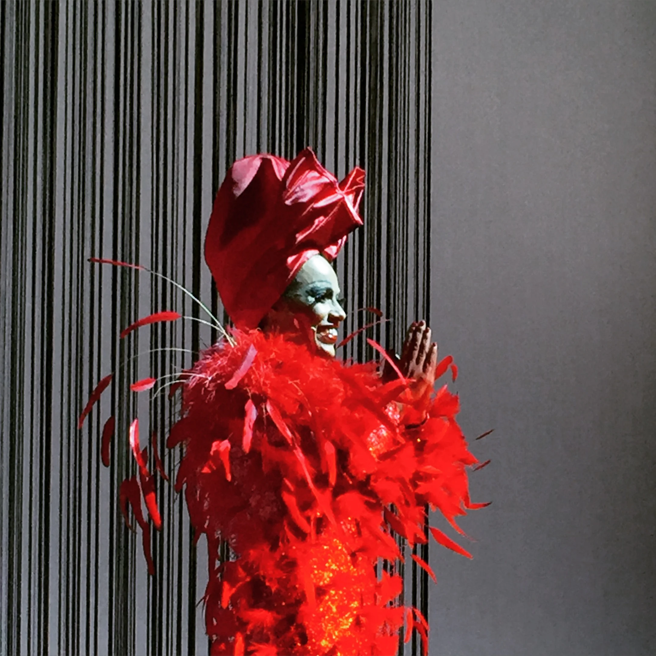  Naruna Costa as Elza Soares - trimmed coque and ostrich feathers over sequins; turban by Eduardo Laurino  photo: Carlos Soto 