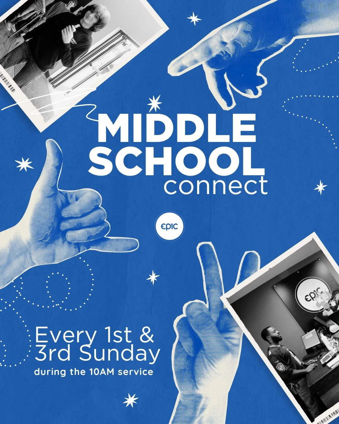 Middle School Connect

Hey middle schoolers&mdash;this one&rsquo;s for YOU!
Join us every 1st &amp; 3rd Sunday during the 10:00 AM service for Middle School Connect in the church office. It&rsquo;s a relaxed space to hang out with friends, enjoy some