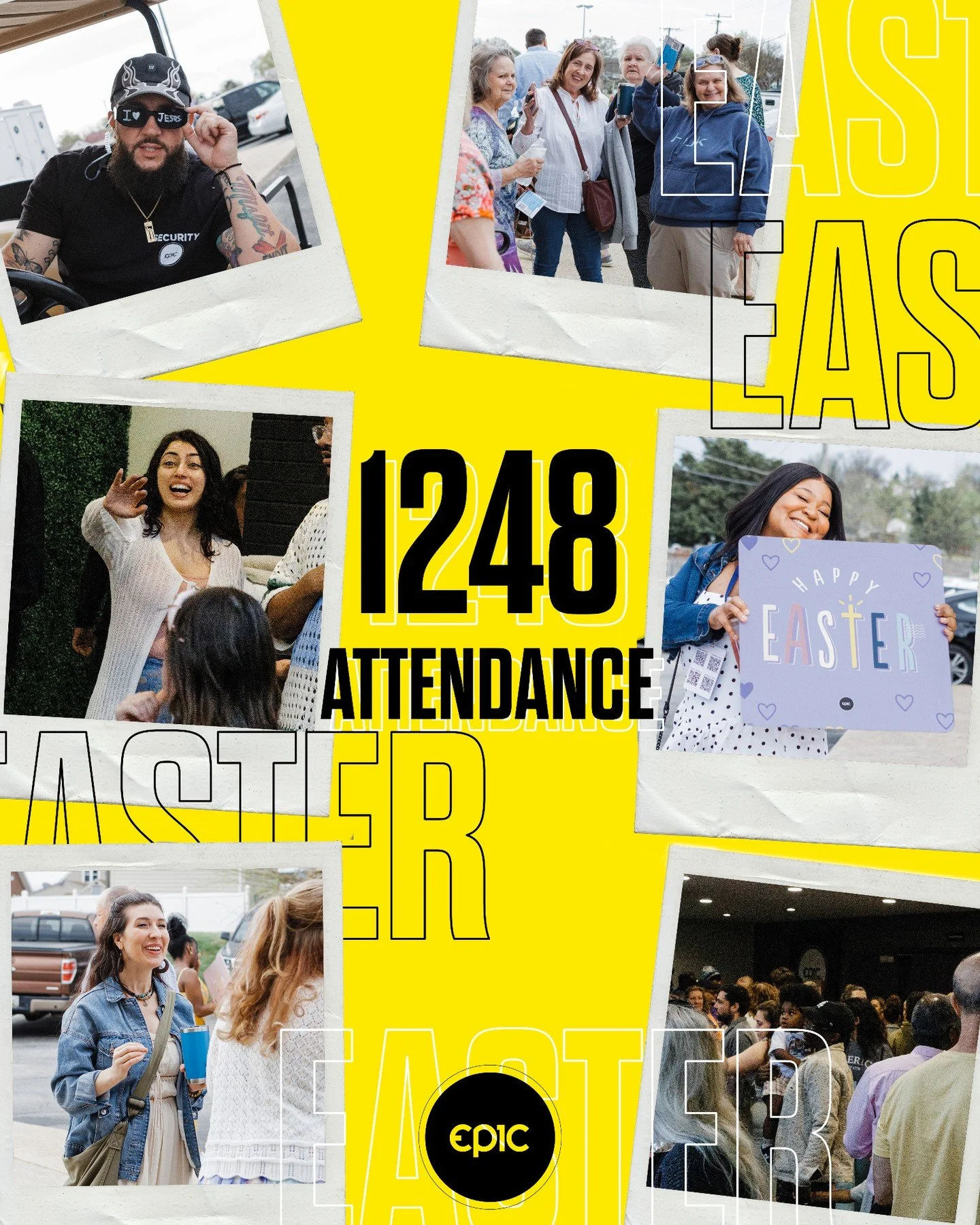 We can&rsquo;t believe what God did this Easter weekend at Epic&mdash;1,248 attended! We had 18 first-time guests, and 42 salvations. We are excited, we are grateful, and we love seeing the move of God&mdash;Jesus is King! 

Don't forget to join us n