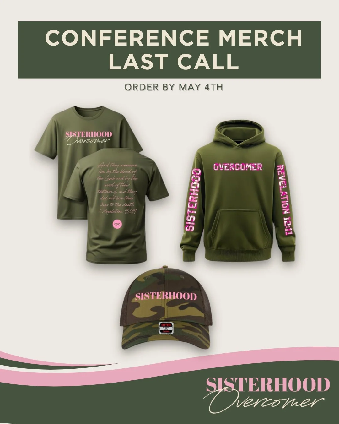 Ladies! - Sisterhood Merch is available by order only for ONE LAST TIME! 💕
We will not be ordering extra, so this is your chance to grab your Sisterhood merch before the order goes in. Whether you want something special to remember what God did duri