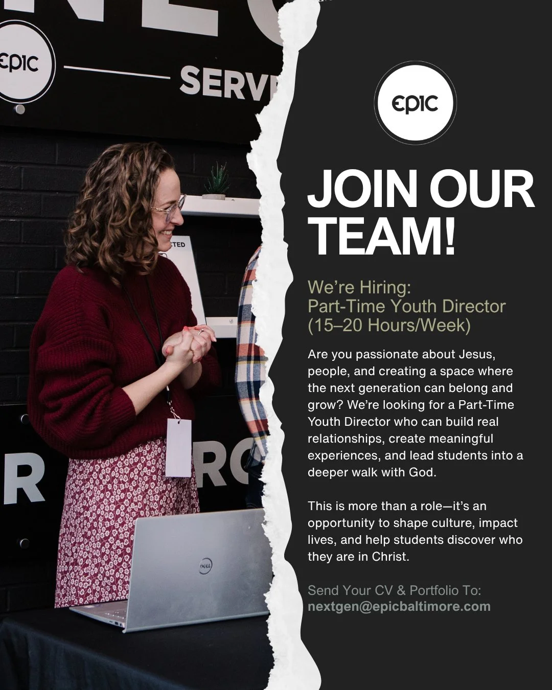 We&rsquo;re Hiring: Part-Time Youth Director (15&ndash;20 Hours/Week)
Are you passionate about Jesus, people, and creating a space where the next generation can belong and grow? We&rsquo;re looking for a Part-Time Youth Director who can build real re