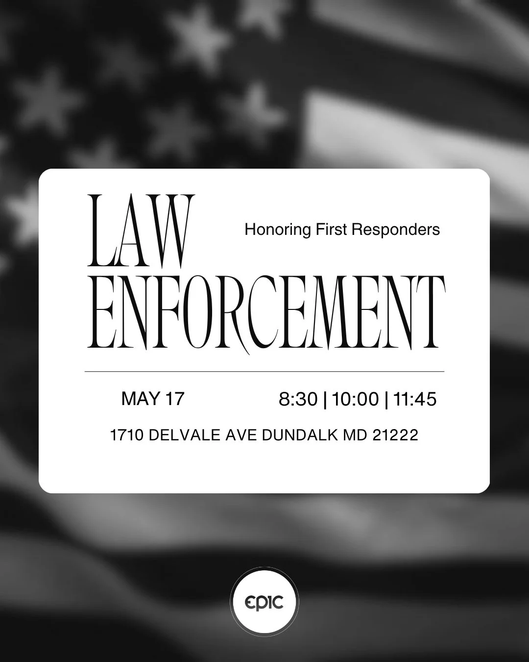 🚔💙 Honoring those who serve and protect our communities every day. 💙🚔
Join us at Epic Church for Law Enforcement Honor Day as we celebrate and pray over the brave men and women in law enforcement and their families.
Whether you serve, support som