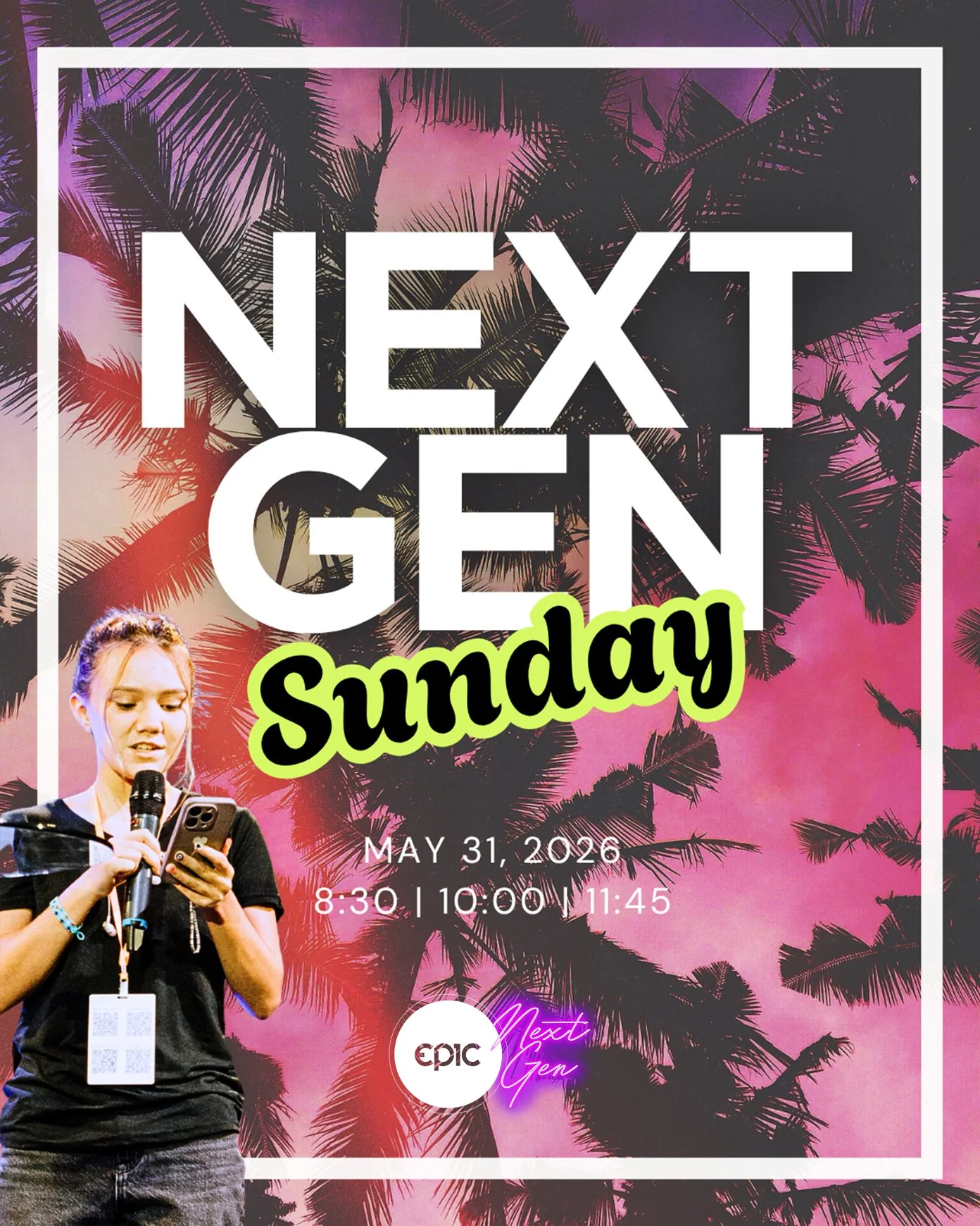 We believe the next generation is not just the church of tomorrow &mdash; they are part of the church right now.
Join us for a powerful Sunday at Epic as our Next Gen leads the way! From kids to youth to young adults, we are making room for every gen