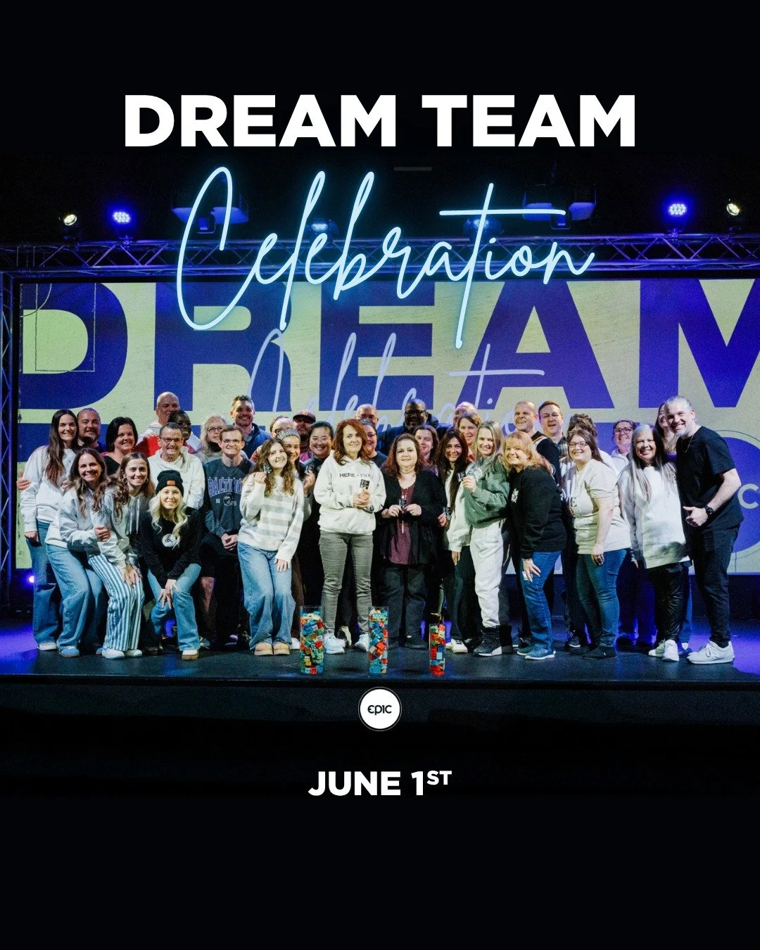 ☀️ DREAM TEAM CELEBRATION ☀️

Whether you&rsquo;re already serving on our Dream Team or looking for a way to get involved and make a difference, this night is for YOU! 🙌

Come celebrate epic wins, community, and all God is doing at Epic Church with 