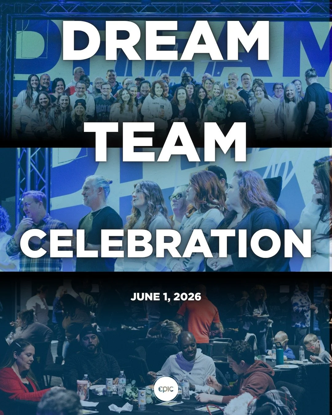 ☀️ DREAM TEAM CELEBRATION ☀️

Whether you&rsquo;re already serving on our Dream Team or looking for a way to get involved and make a difference, this night is for YOU! 🙌

Come celebrate epic wins, community, and all God is doing at Epic Church with 