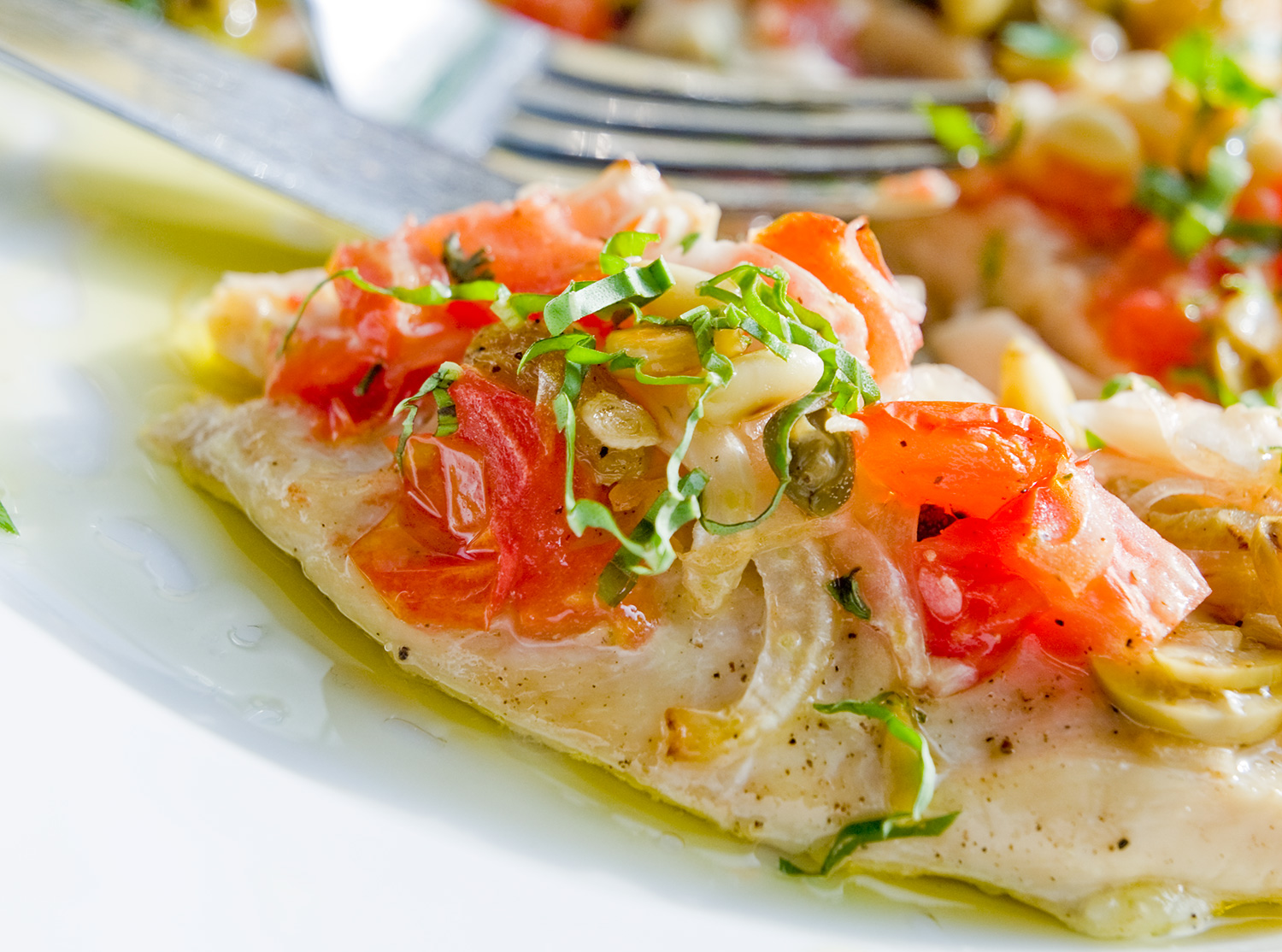 Chicken Paillard with Tomatoes, Fennel and Olives
