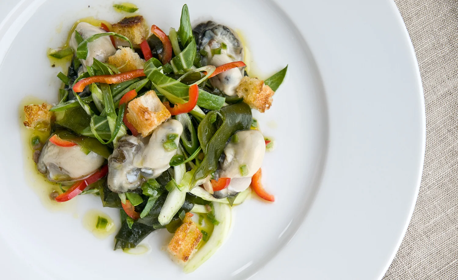 Oyster and Sea Lettuce Salad with Anchovy Vinaigrette