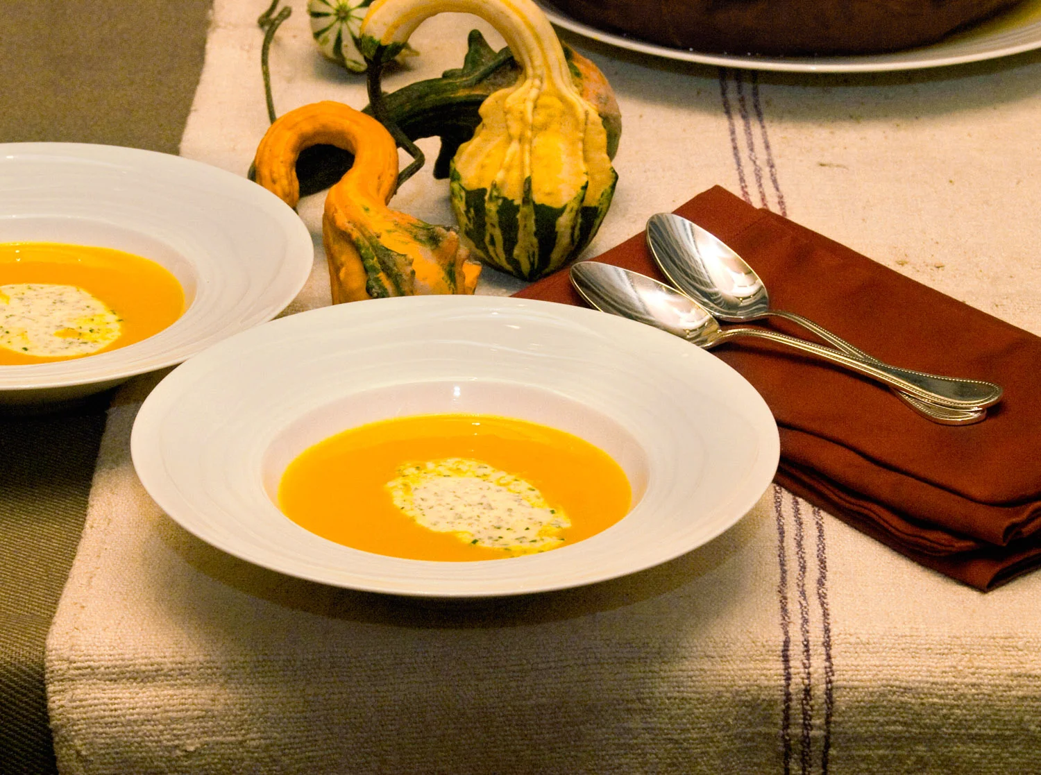 Fall Pumpkin Soup with Spiced Pumpkin Seeds