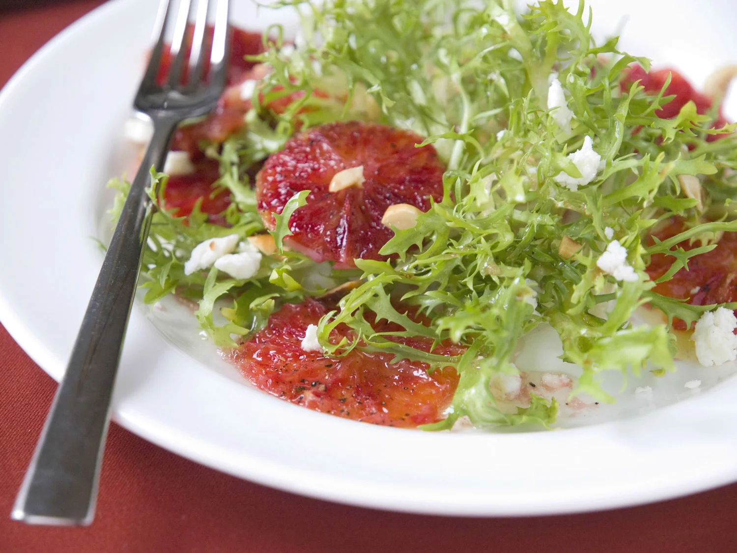 Frisée Salad with Roasted Blood Orange, Hazelnut and Feta