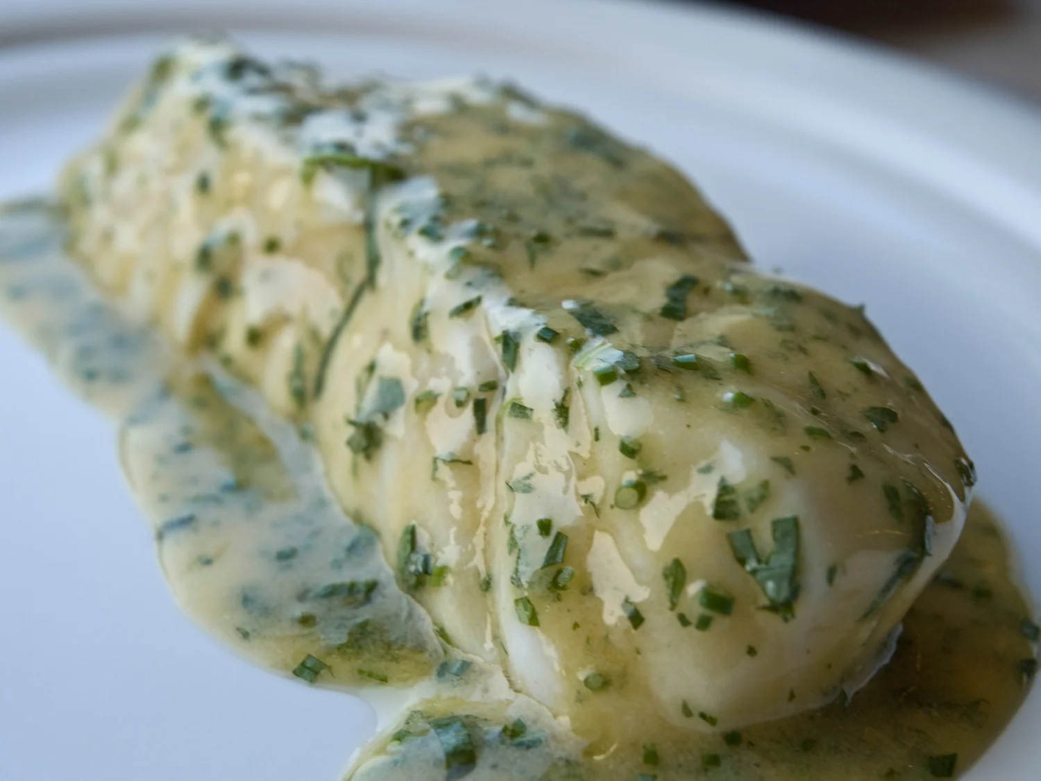 Poached Halibut with Fine Herb Vinaigrette