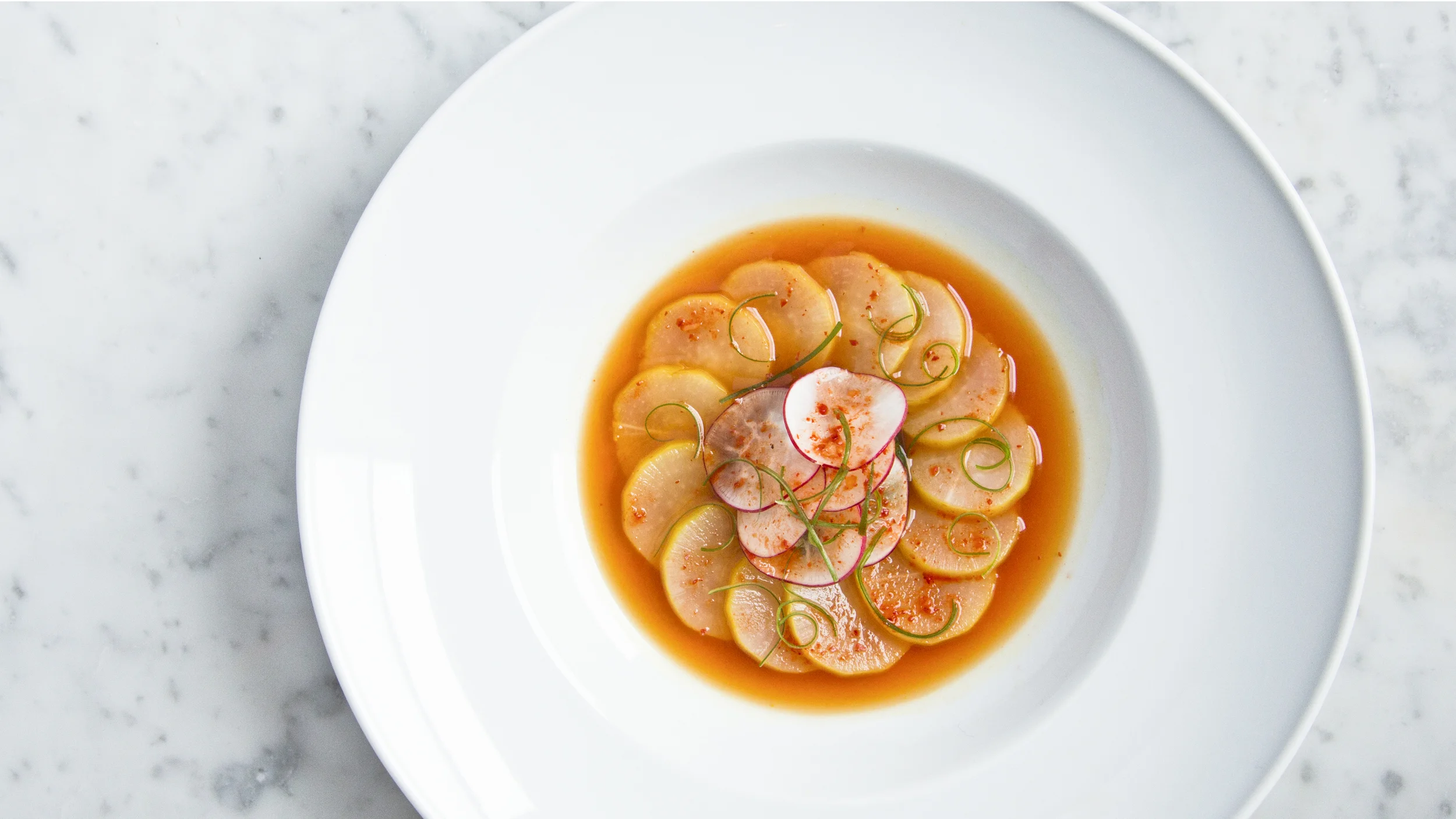 Poached Daikon with Kimchi Broth
