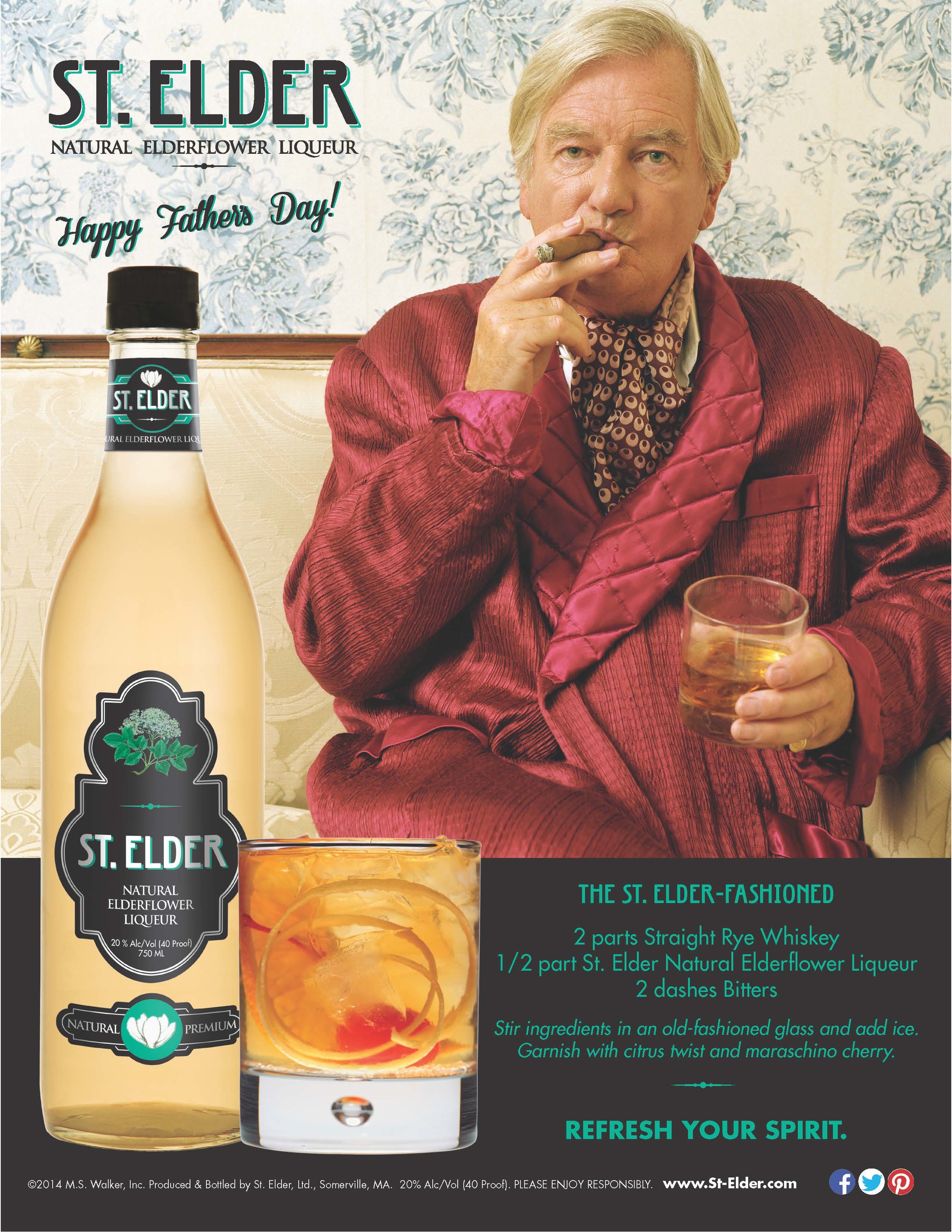 Пару постеров старой рекламы алкоголя. St. Elder Natural Elderflower Liqueur