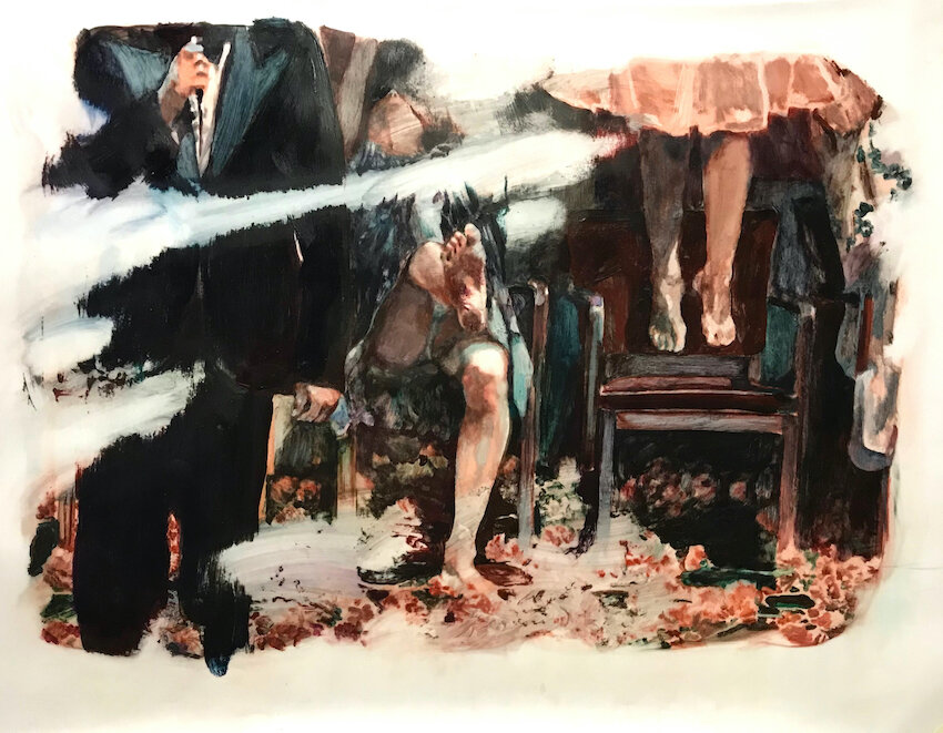 Fugue, Sarah Jérôme, Huile sur calque, 87x 117 cm, 2019.JPG