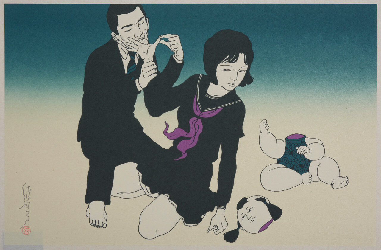 Toshio Saeki, Yubitawamure, silkscreen printing, 52 x 33 cm, ed.38, 1970s-2009, Courtesy Galerie Da-End.jpg