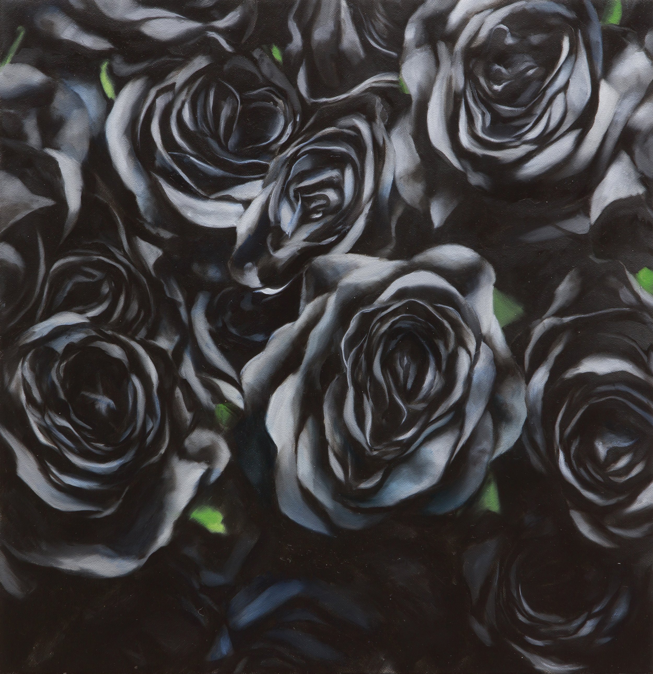 Black Roses (after Satoshi), 35x35cm, oil on canvas, 2023, Markus Åkesson.jpg